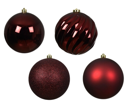 Kerstbal kunststof d14cm obld 4st - afbeelding 3