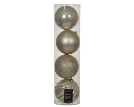 Kerstbal kunststof d14cm parel 4st - afbeelding 1