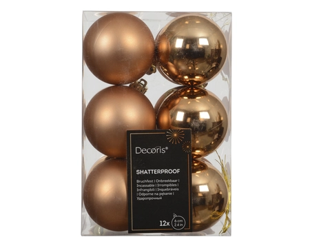 kerstbal kunststof d6cm brandy 12st - afbeelding 1
