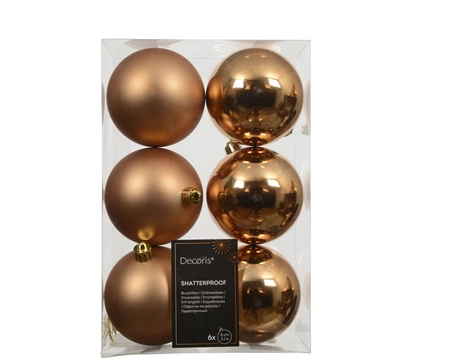 kerstbal kunststof d8cm brandy 6st - afbeelding 1