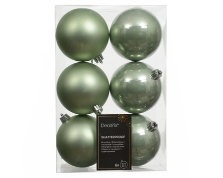 kerstbal kunststof d8cm grn 6st - afbeelding 1