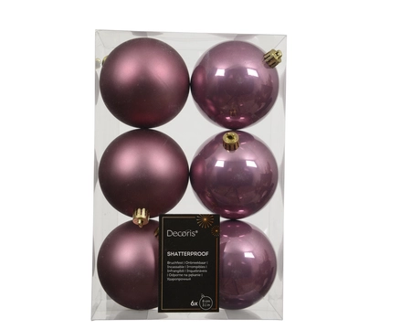 kerstbal kunststof d8cm pnk 6st - afbeelding 1