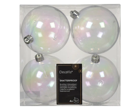 Kerstbal plastic d10cm trnsprnt/irs 4st - afbeelding 1