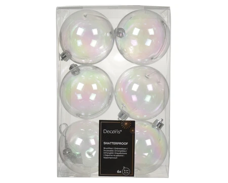 Kerstbal plastic d8cm trnsprnt/iris 6st - afbeelding 1