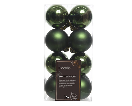 Decoris onbreekbare kerstballen pine green 4 cm - afbeelding 1