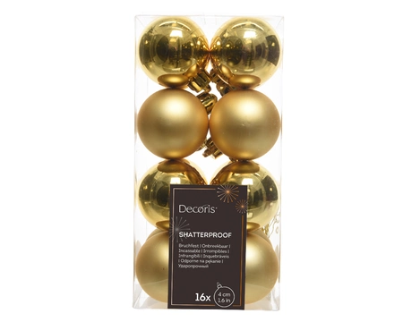 Decoris onbreekbare kerstballen lichtgoud 4 cm - afbeelding 1