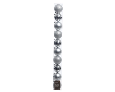 Kerstbal plc d6cm zlvr ass 10st - afbeelding 1