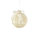 Kerstbal polyester d8h9cm creme