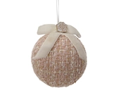 Kerstbal polyester d8h9cm roze