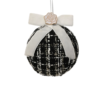 Kerstbal polyester d8h9cm zwart