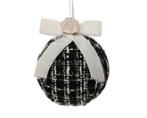 Kerstbal polyester d8h9cm zwart