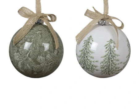 Kerstbal polyfoam d8h9cm wt/grn a2 - afbeelding 1