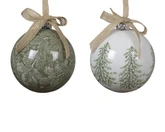 Kerstbal polyfoam d8h9cm wt/grn a2 - afbeelding 1