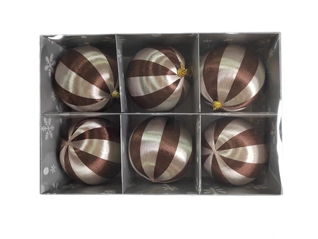 Kerstballen - D10cm Champagne en bruin 6 stuks