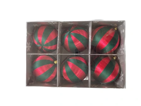 Kerstballen - D10cm Rood en groen 6 stuks