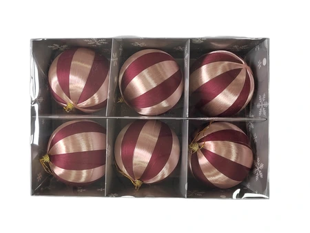 Kerstballen - D10cm Roze en bordeaux 6 stuks