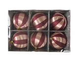 Kerstballen - D10cm Roze en bordeaux 6 stuks