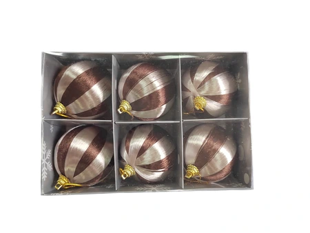 Kerstballen - D6cm Champagne en bruin 6 stuks