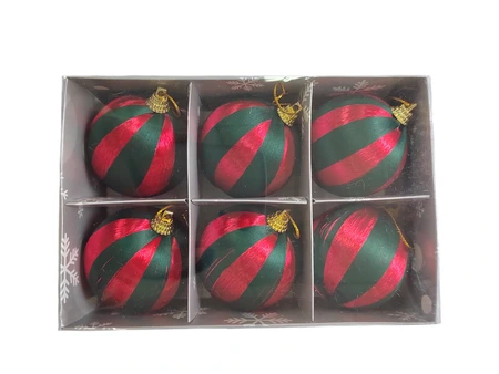 Kerstballen - D6cm Rood en groen 6 stuks