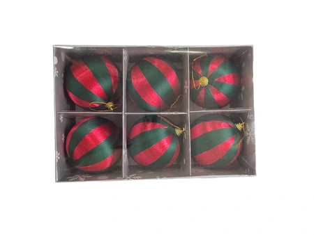 Kerstballen - D8cm Rood en groen 6 stuks