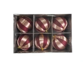 Kerstballen - D8cm Roze en bordeaux 6 stuks