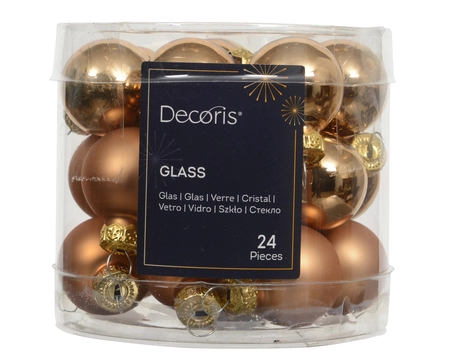 Kerstballen glas d2.5cm brandy 24st - afbeelding 1