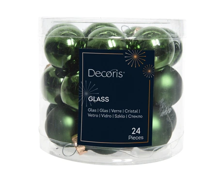 Decoris kerstballen van glas dennengroen 2,5 cm - afbeelding 1