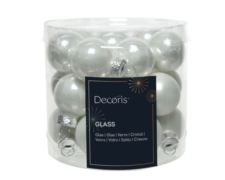 Decoris kerstballen gemaakt van glas winterwit 2,5 cm - afbeelding 1