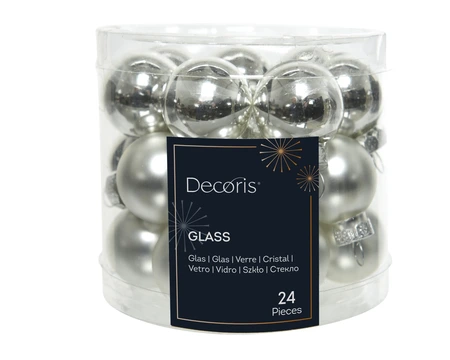 Decoris kerstballen gemaakt van glas zilver 2,5 cm - afbeelding 1