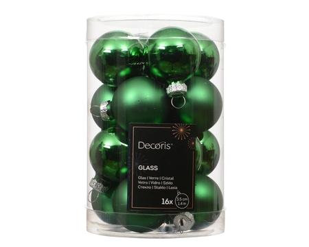 Kerstballen glas d3.5cm jolly groen 16st - afbeelding 1
