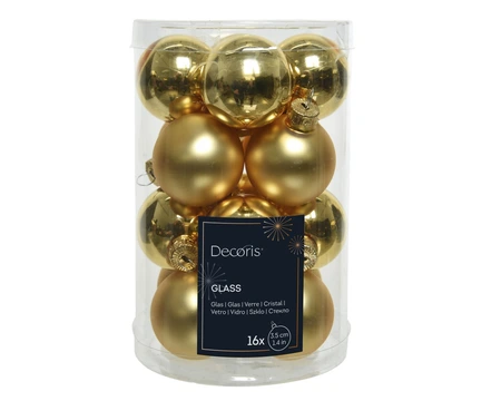 Decoris kerstballen van glas lichtgoud 3,5 cm - afbeelding 1