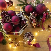 Decoris kerstballen van glas oxblood 3,5 cm - afbeelding 2
