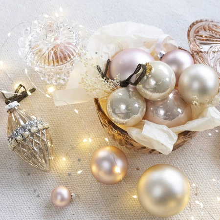 Decoris kerstballen van glas blush pink 3,5 cm - afbeelding 2