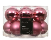 Kerstballen glas d5cm Bloesem roze 12st