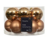 Kerstballen glas d5cm brandy 12st - afbeelding 1