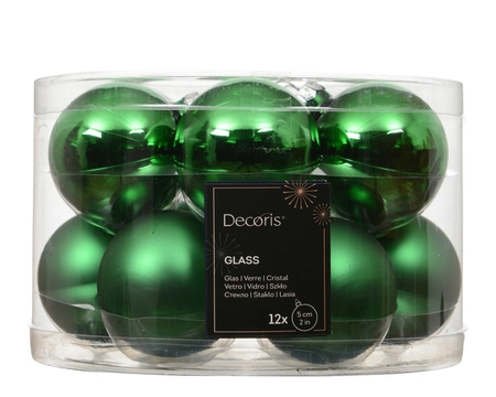 Kerstballen glas d5cm jolly groen 12st - afbeelding 1
