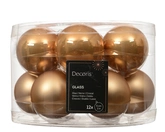 Kerstballen glas d5cm karamel bruin 12st - afbeelding 1
