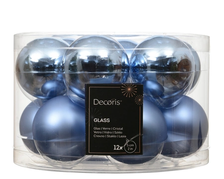 Kerstballen glas d5cm ochtend blauw 12st - afbeelding 1