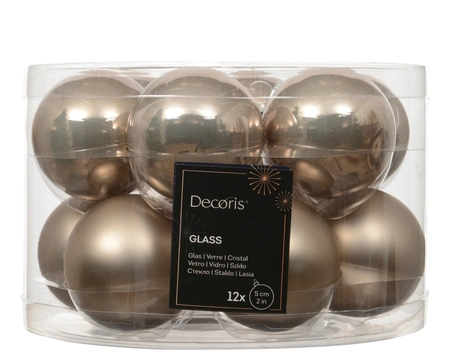 Kerstballen glas d5cm Smokey parel 12st