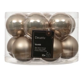 Kerstballen glas d5cm Smokey parel 12st
