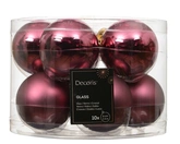 Kerstballen glas d6cm donker roze 10st - afbeelding 1