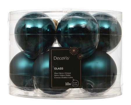 Kerstballen glas d6cm Emerald 10st