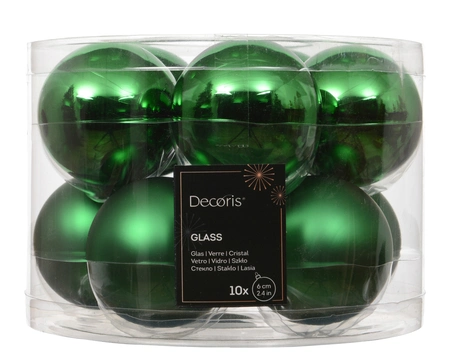 Kerstballen glas d6cm jolly groen 10st