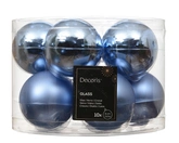 Kerstballen glas d6cm ochtend blauw 10st - afbeelding 1