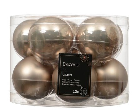 Kerstballen glas d6cm Smokey parel 10st - afbeelding 1