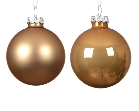 Kerstballen glas d7cm karamel bruin 8st - afbeelding 3