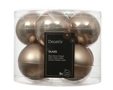 Kerstballen glas d7cm Smokey parel 8st