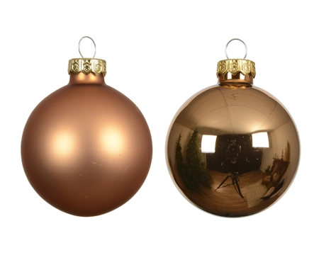 Kerstballen glas d8cm brandy 6st - afbeelding 2