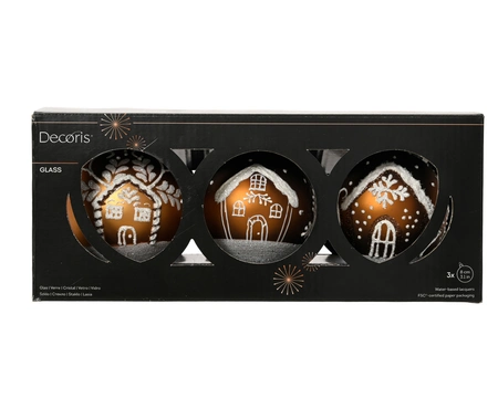 Kerstballen glas d8cm bruin a3 - afbeelding 1