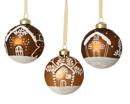 Kerstballen glas d8cm bruin a3 - afbeelding 2